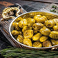 Grilled Green Olives Dipped In Olive Oil